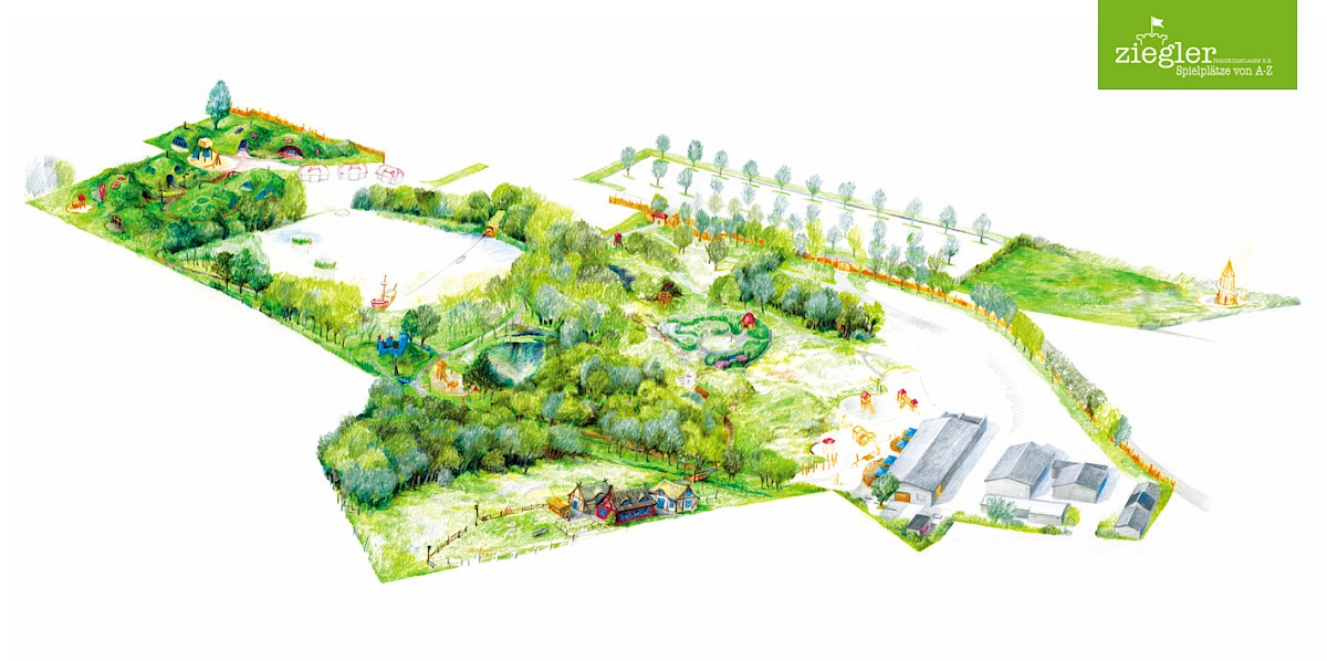 Erste Visualisierung der damaligen Ideen vom Ziegler Familienpark (später: ArkaZien)