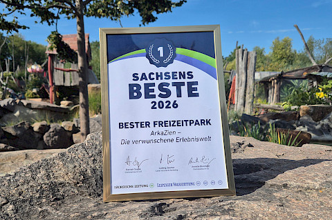 Urkunde "Bester Freizeitpark", verliehen von der Leipziger Volkszeitung im September 2026